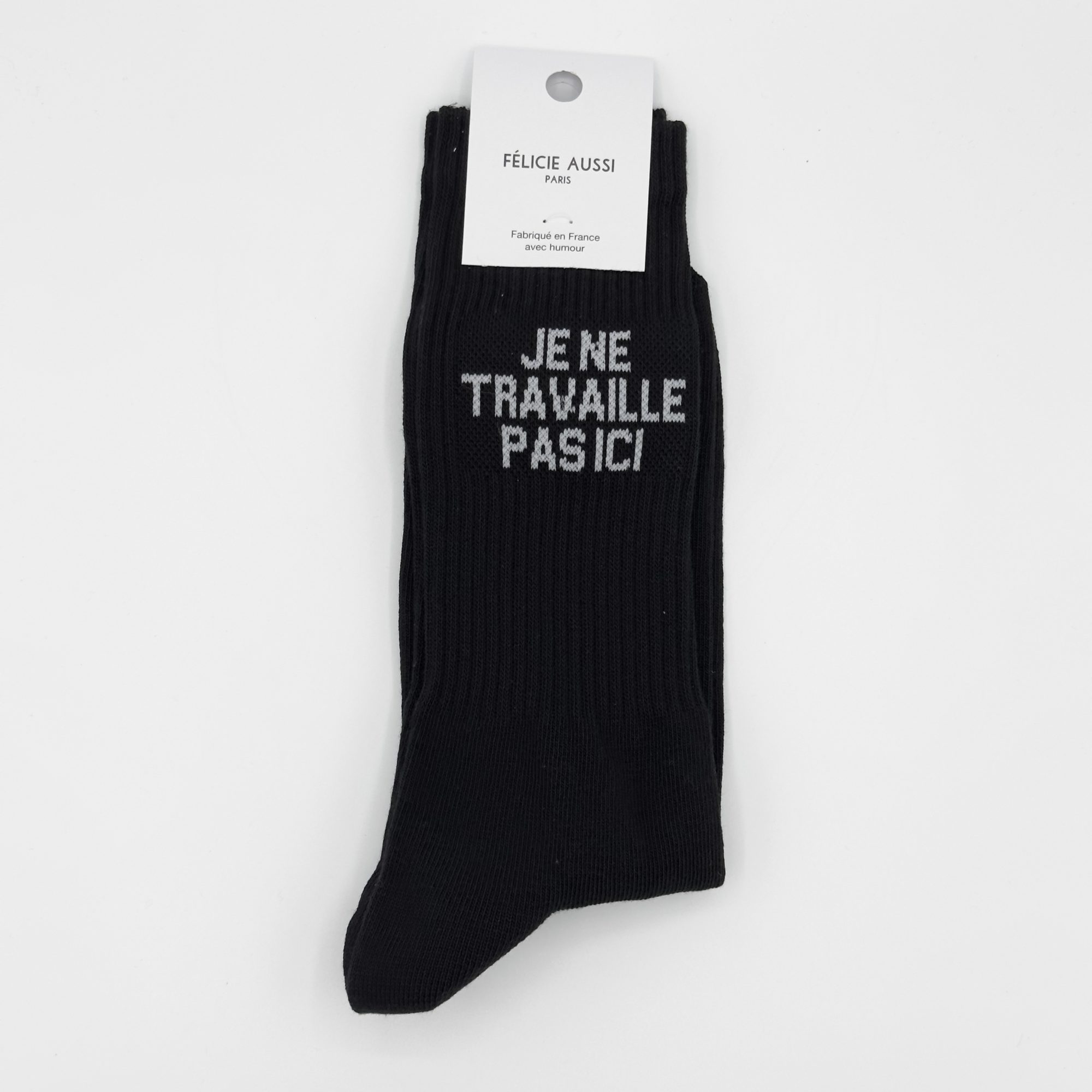 Félicie Aussi “Je ne Travaille pas Ici” black socks 40/45