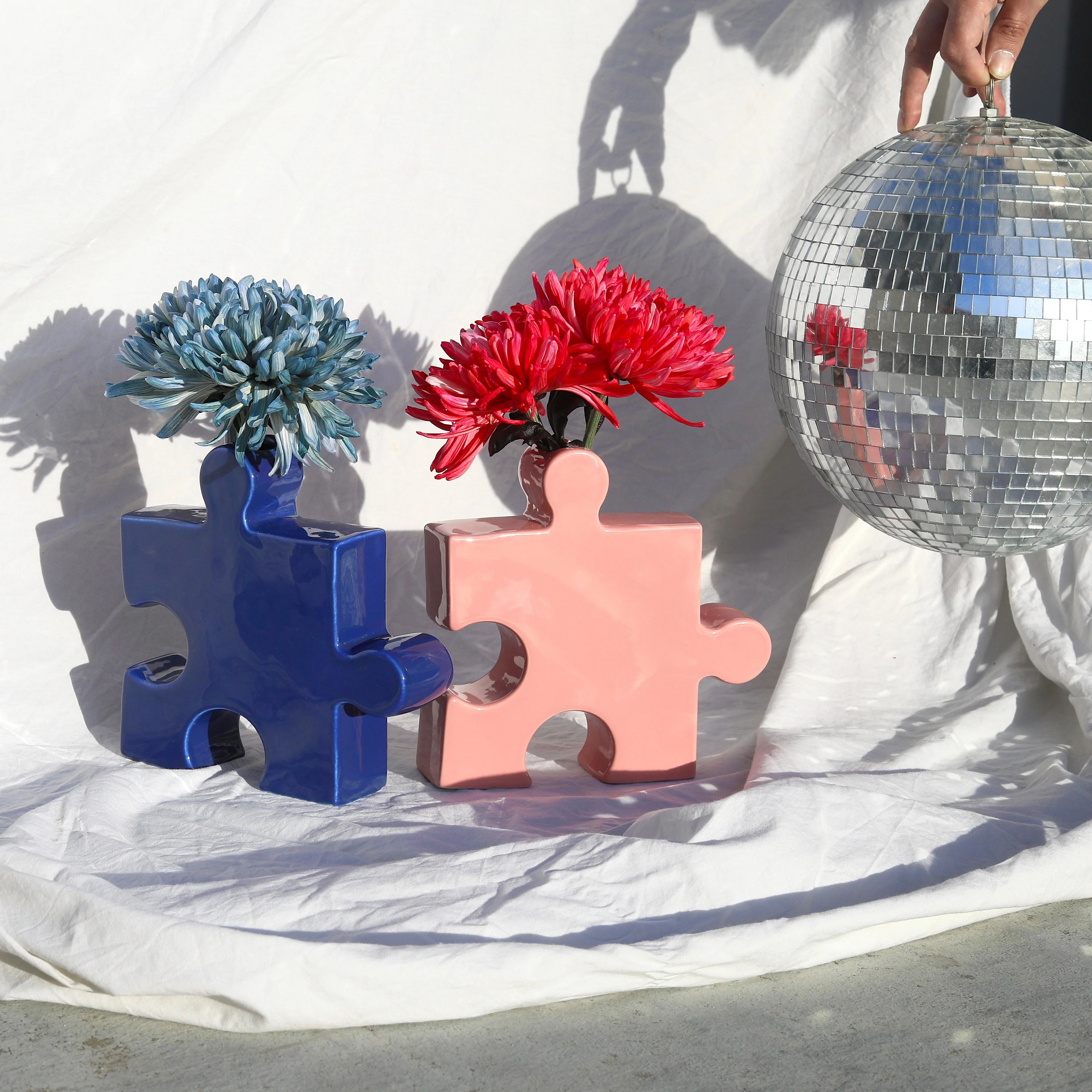 Vase Puzzle en céramique, bleu