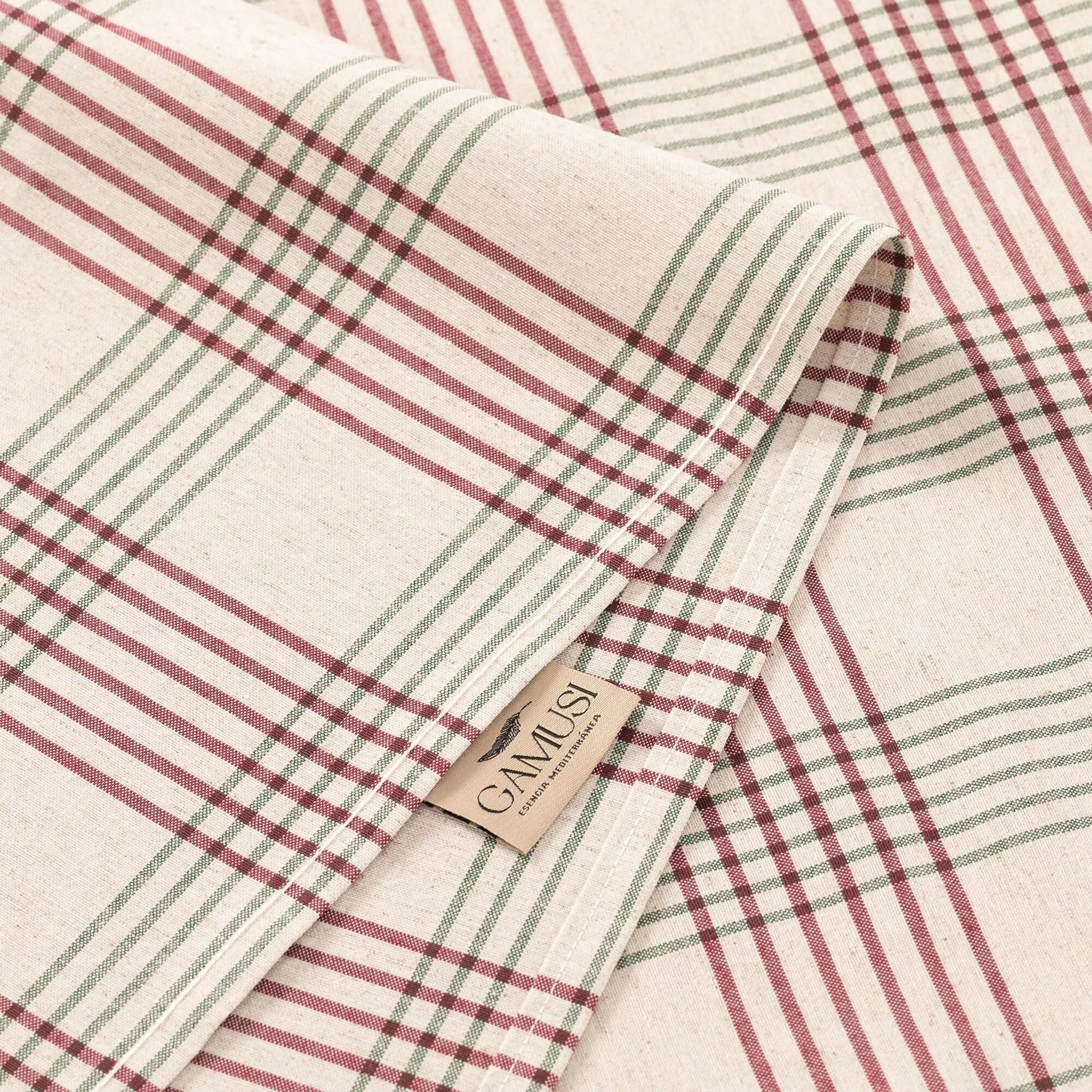 Nappe de Noël Garnet en lin et coton doux (140 × 350 cm)