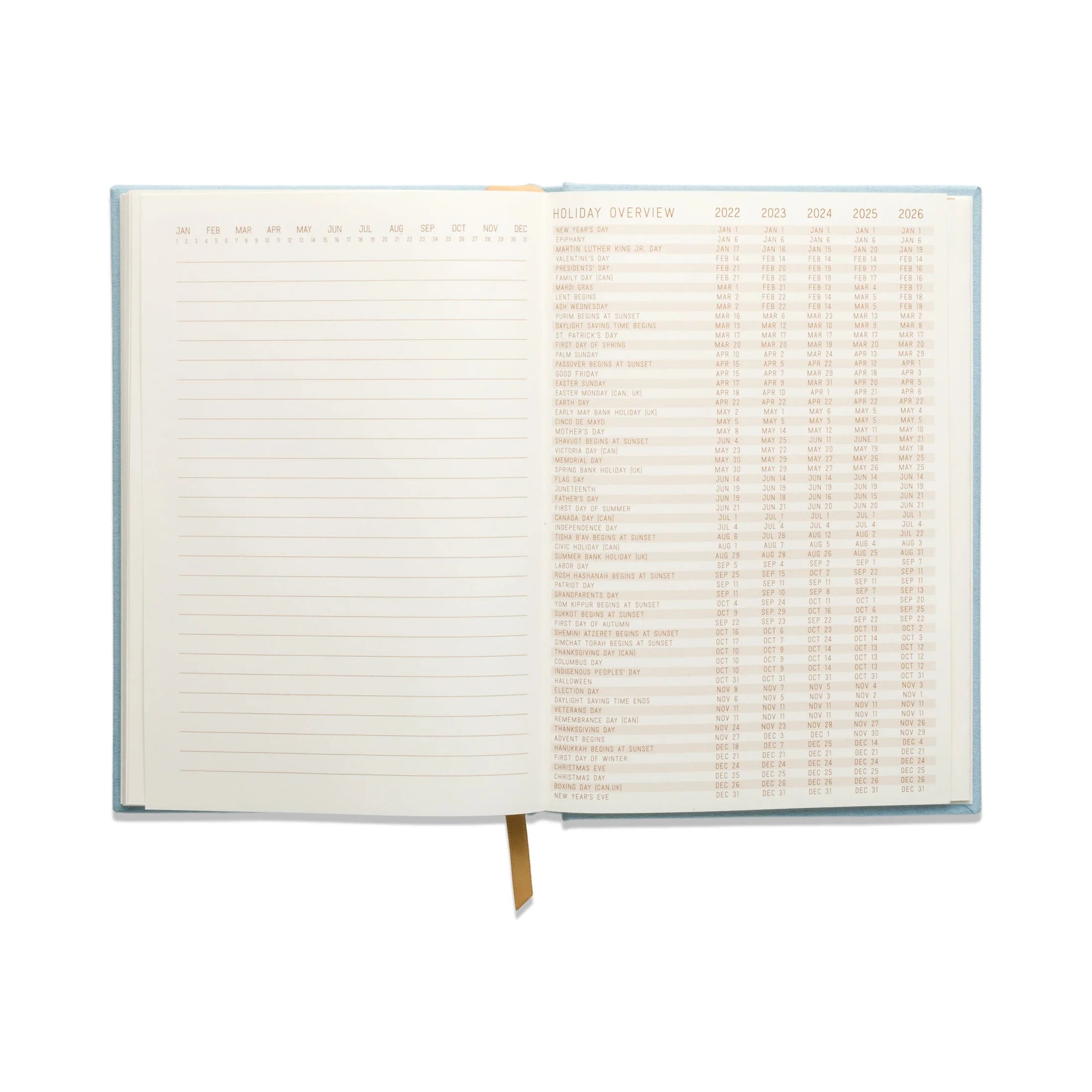 Journal relié en suédine Arch Dot, bleu