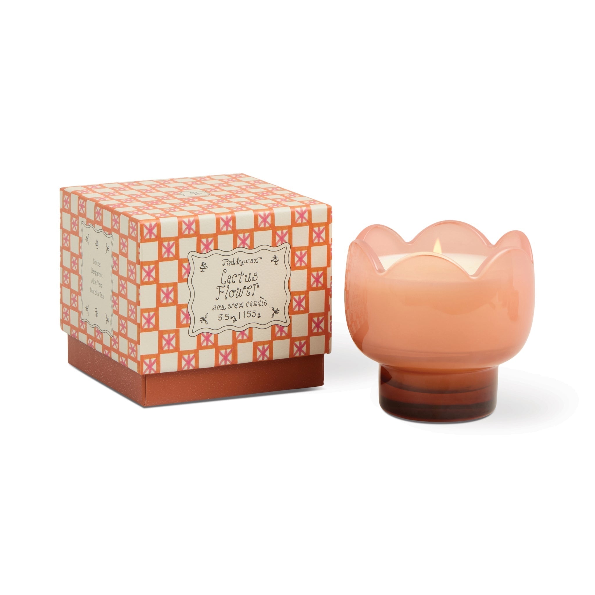 Bougie en verre Tulip Fleur de cactus, rose et orange brûlé, La Sélection Beluga
