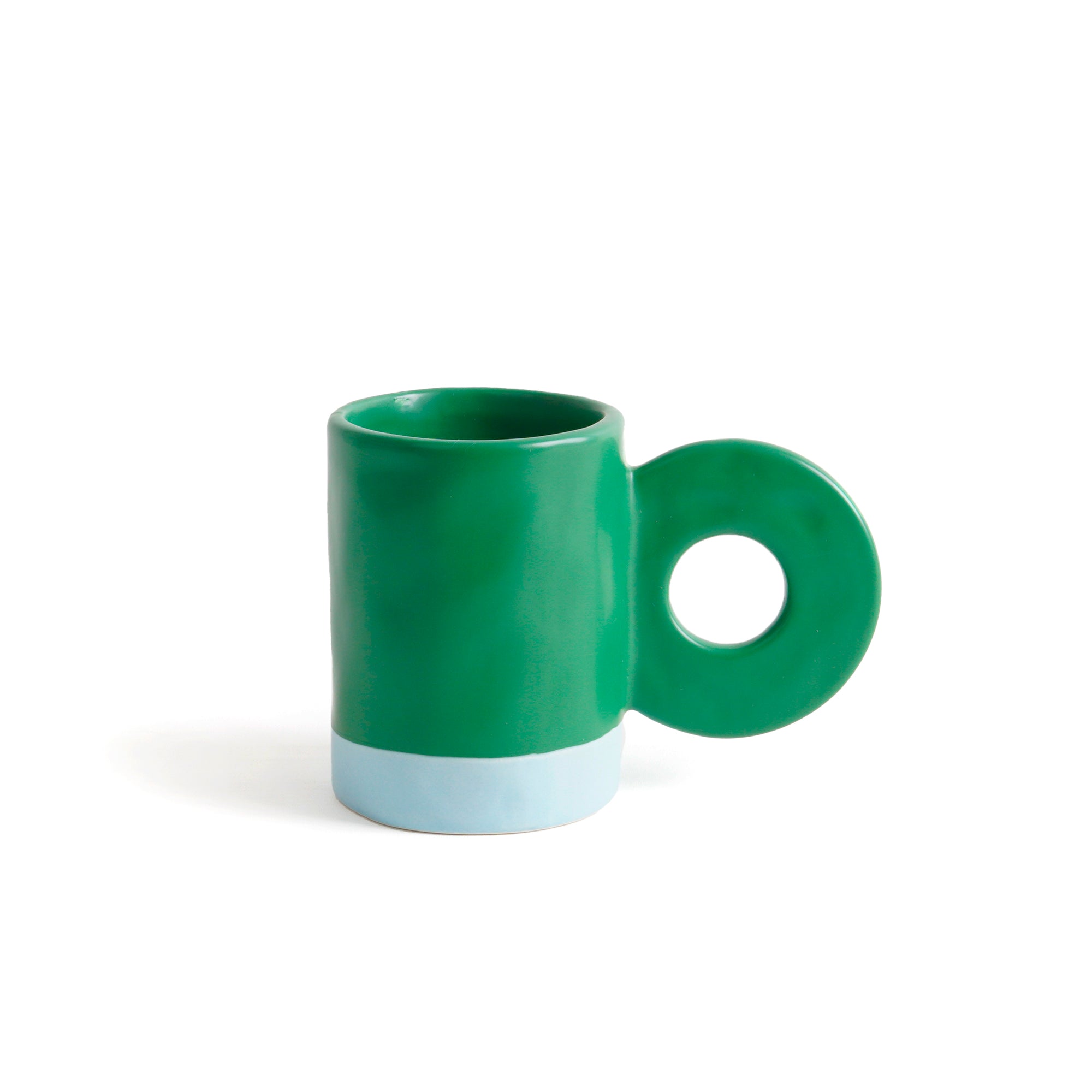 Mug vert à anse ronde design en céramique