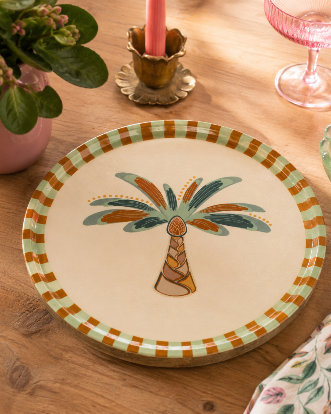 Assiette décorative Palmier en bois de manguier