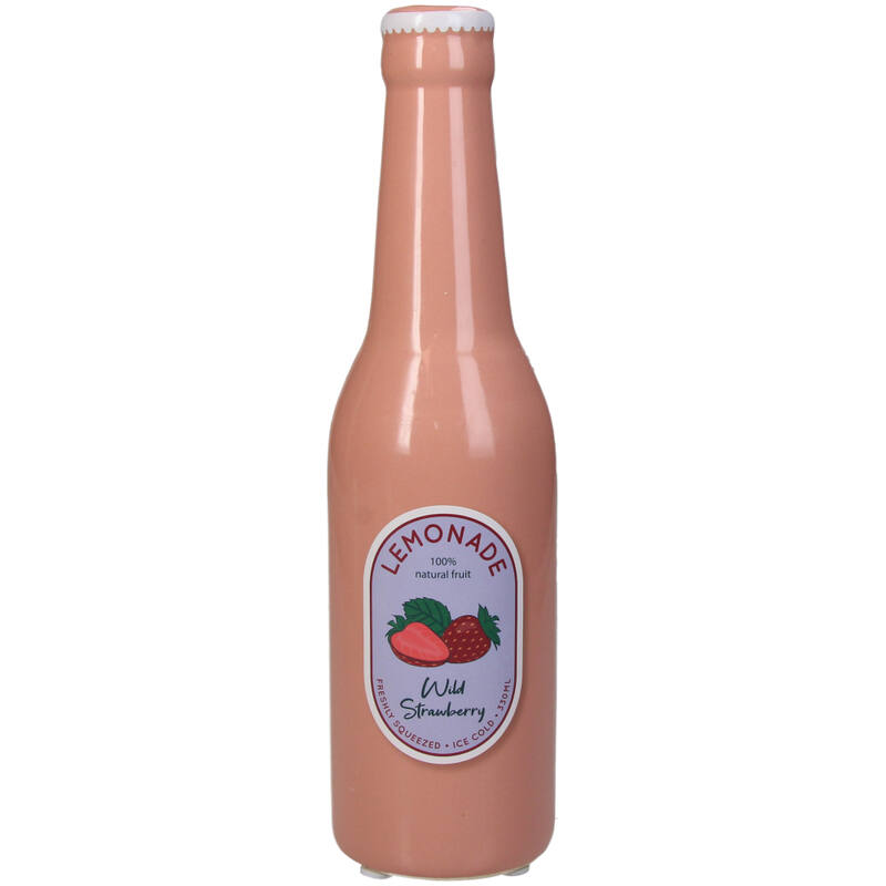 Vase bouteille Limonade Fraise en faïence fine