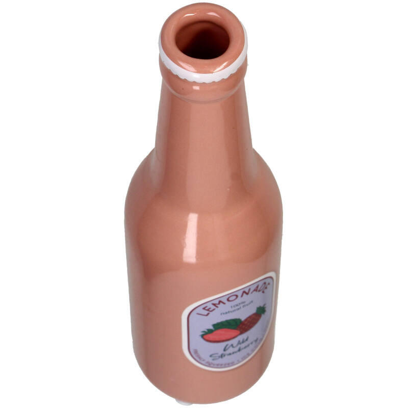 Vase bouteille Limonade Fraise en faïence fine