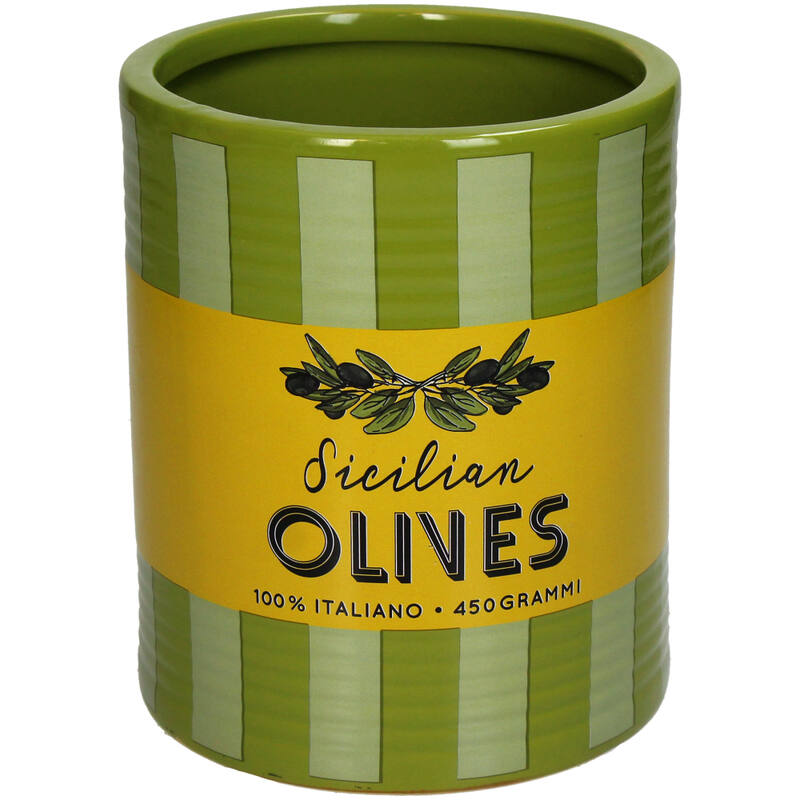 Jardinière Olives Rayures en faïence fine