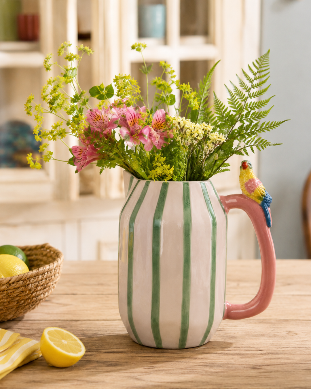 Vase oiseau pichet Perroquet en grès