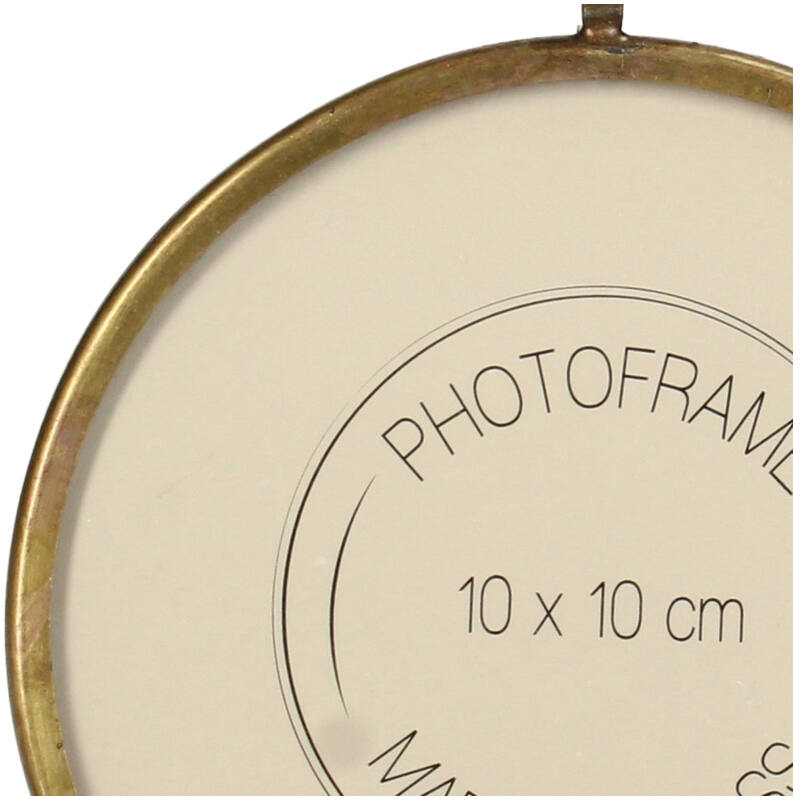 Round photo frame in gold-plated brass, 10x10cm