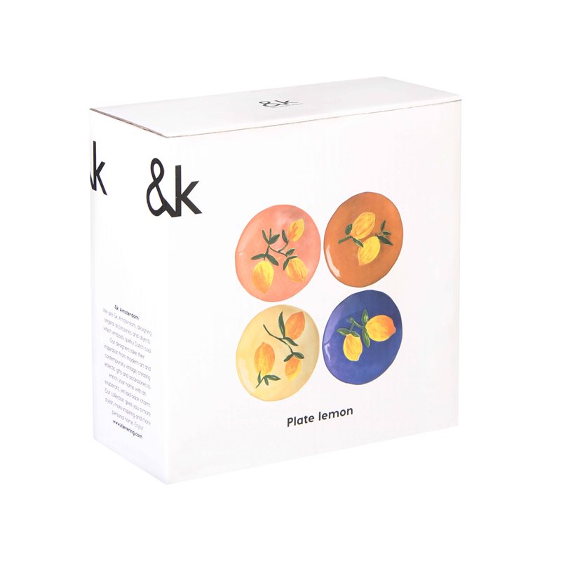 Citron Full Color Stoneware Dessert Plates Ø 16 cm – Set of 4