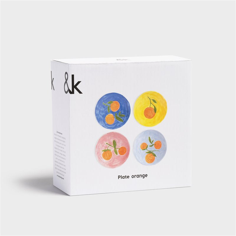 &Klevering Orange Full Colour Dessert Plates Set of 4