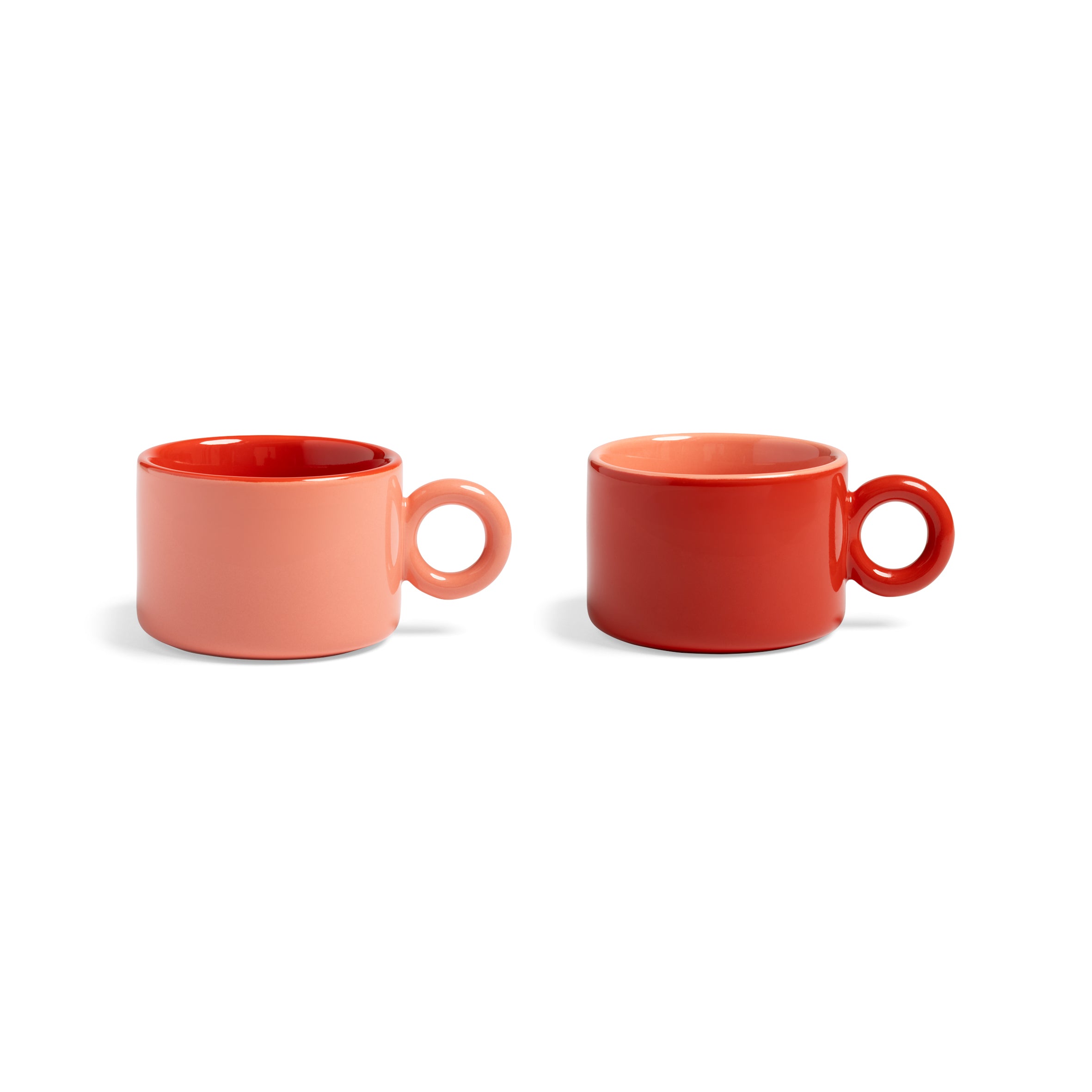 Mugs Chiquito en porcelaine rouge et rose, 20 cl, lot de 2