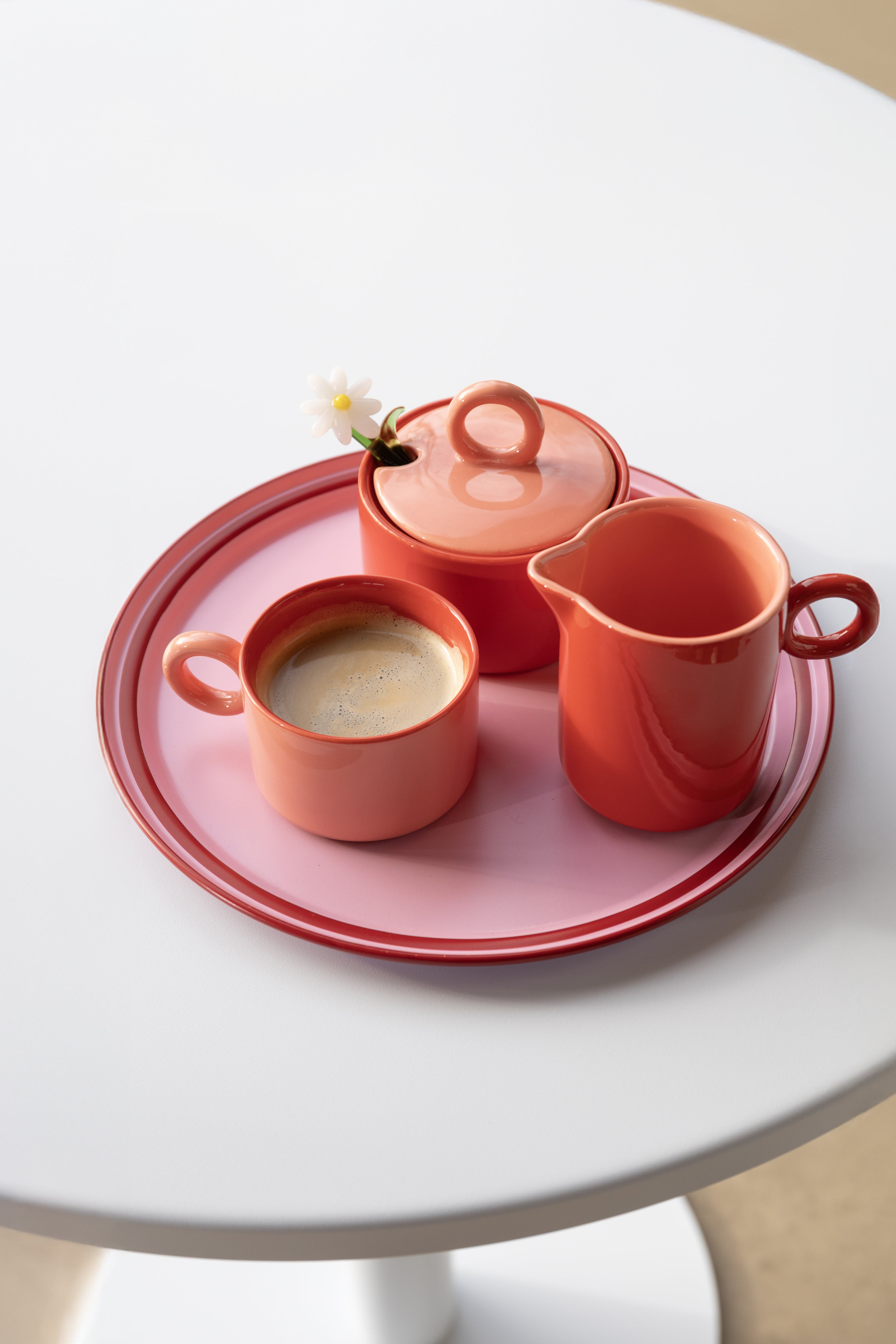 Mugs Chiquito en porcelaine rouge et rose, 20 cl, lot de 2