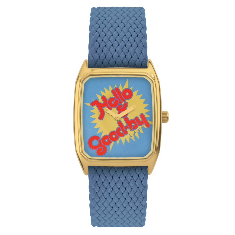 Montre Laps Signature Hello Goodby avec bracelet perlon bleu de paname