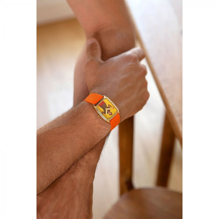 Montre Laps Signature Indian Style avec bracelet perlon orange
