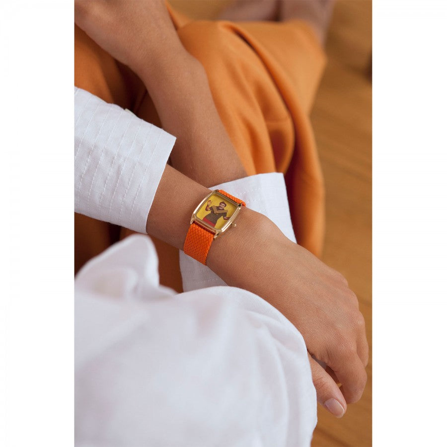 Montre Laps Signature Indian Style avec bracelet perlon orange