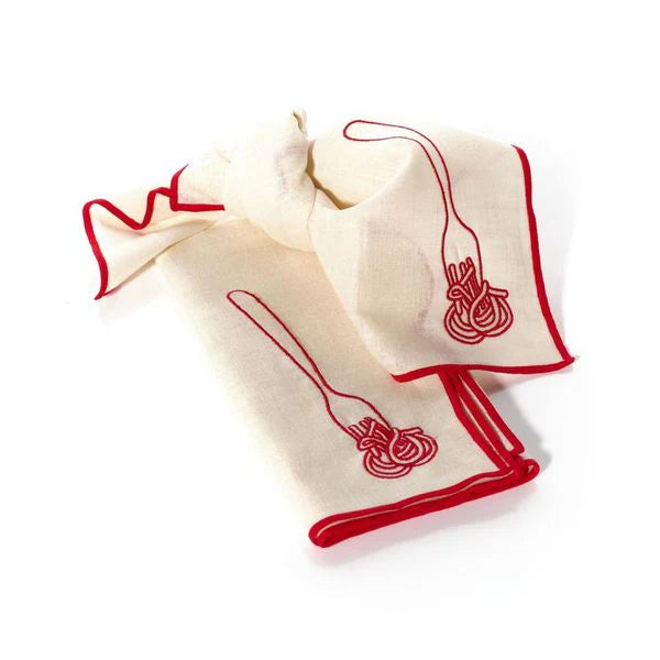 Set of 2 "Spaghetti" linen blend napkins