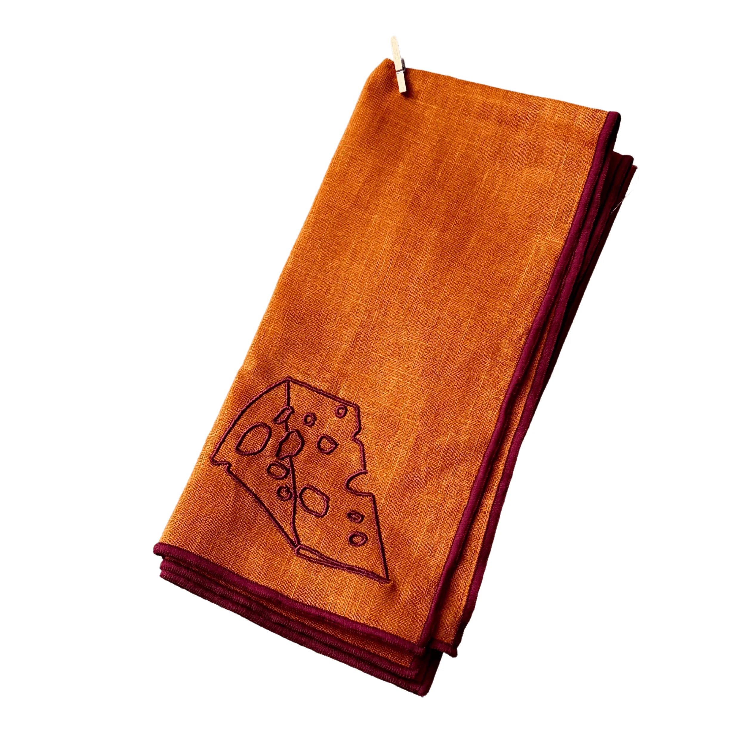 Lot de 2 serviettes en mélange de lin “Fromage” avec pochette