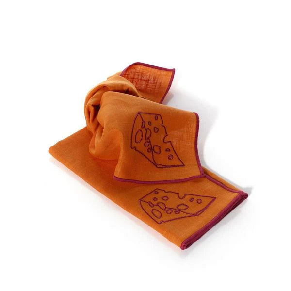 Set of 2 linen blend napkins Cheese