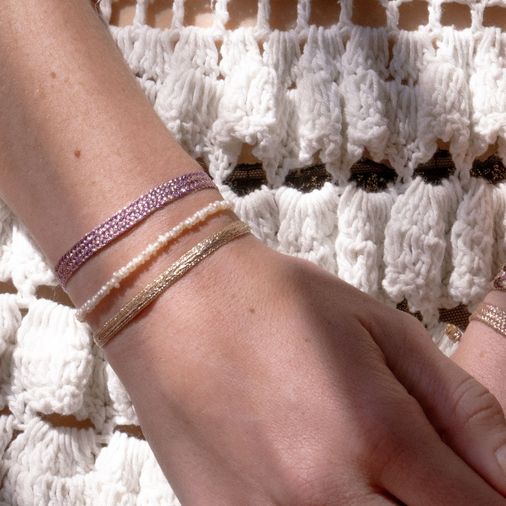 Bracelet Ania n°1, pêche rose