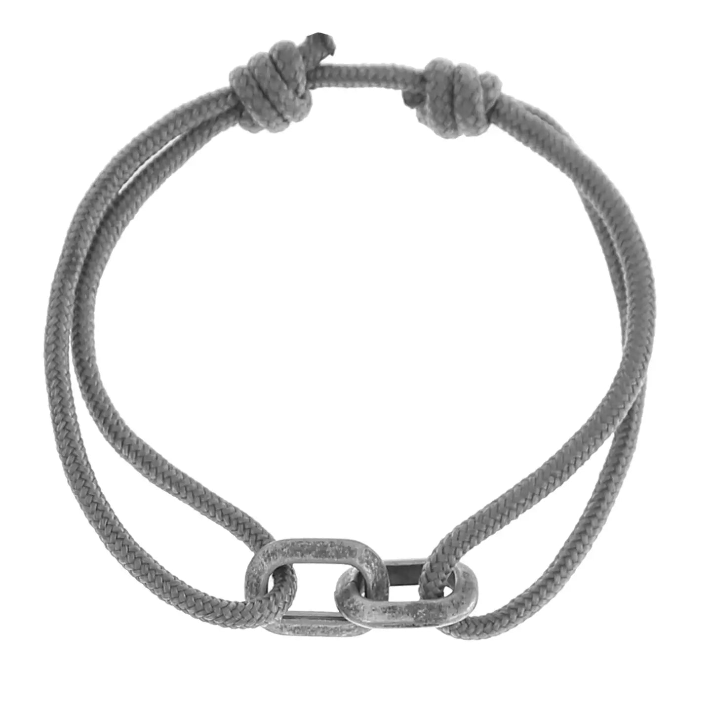 Grey Unity Rope Bracelet with Silver Stainless Steel Links