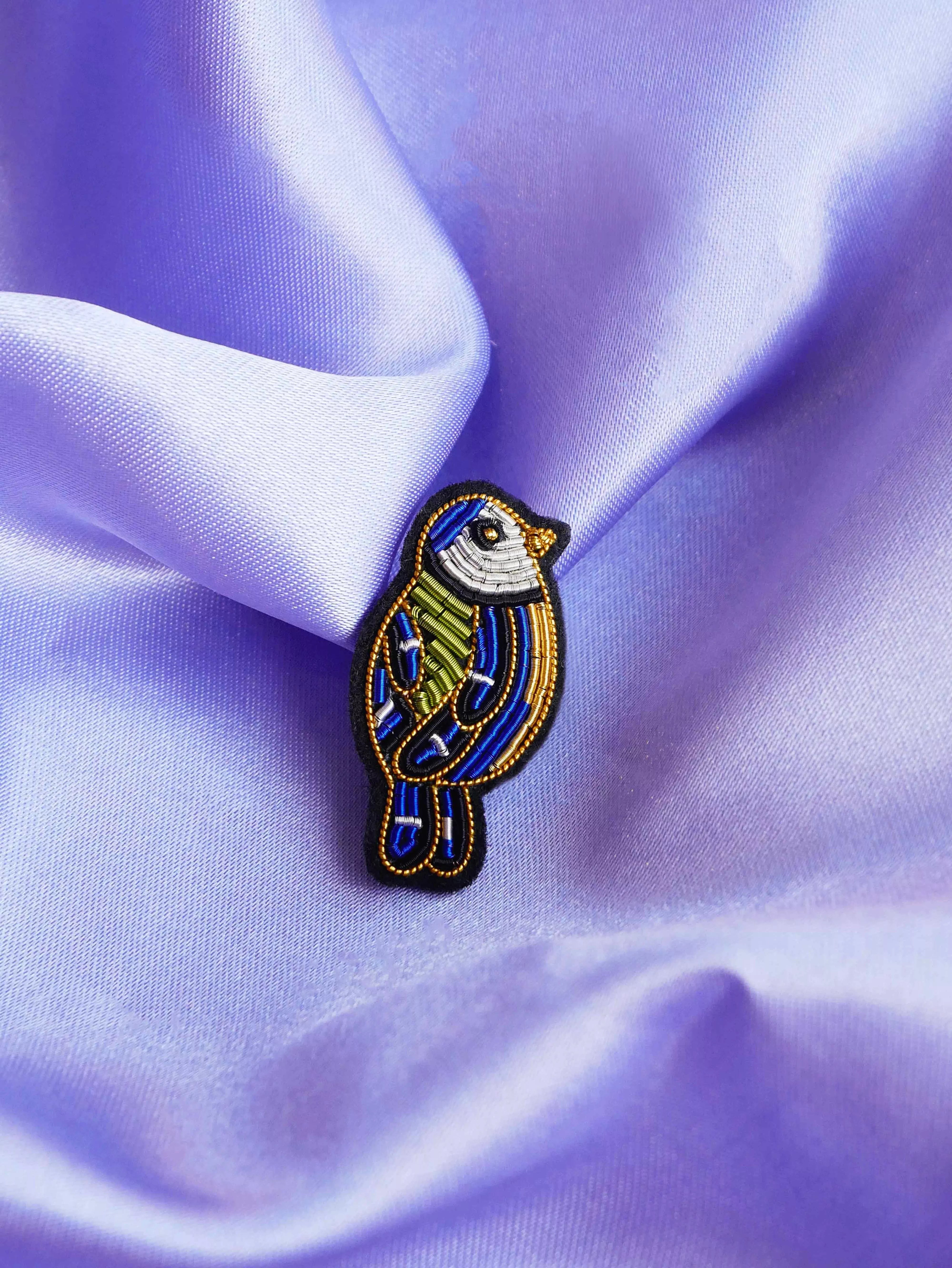 Broche — Malicieuse Blue Tit Bird Brooch — Malicieuse