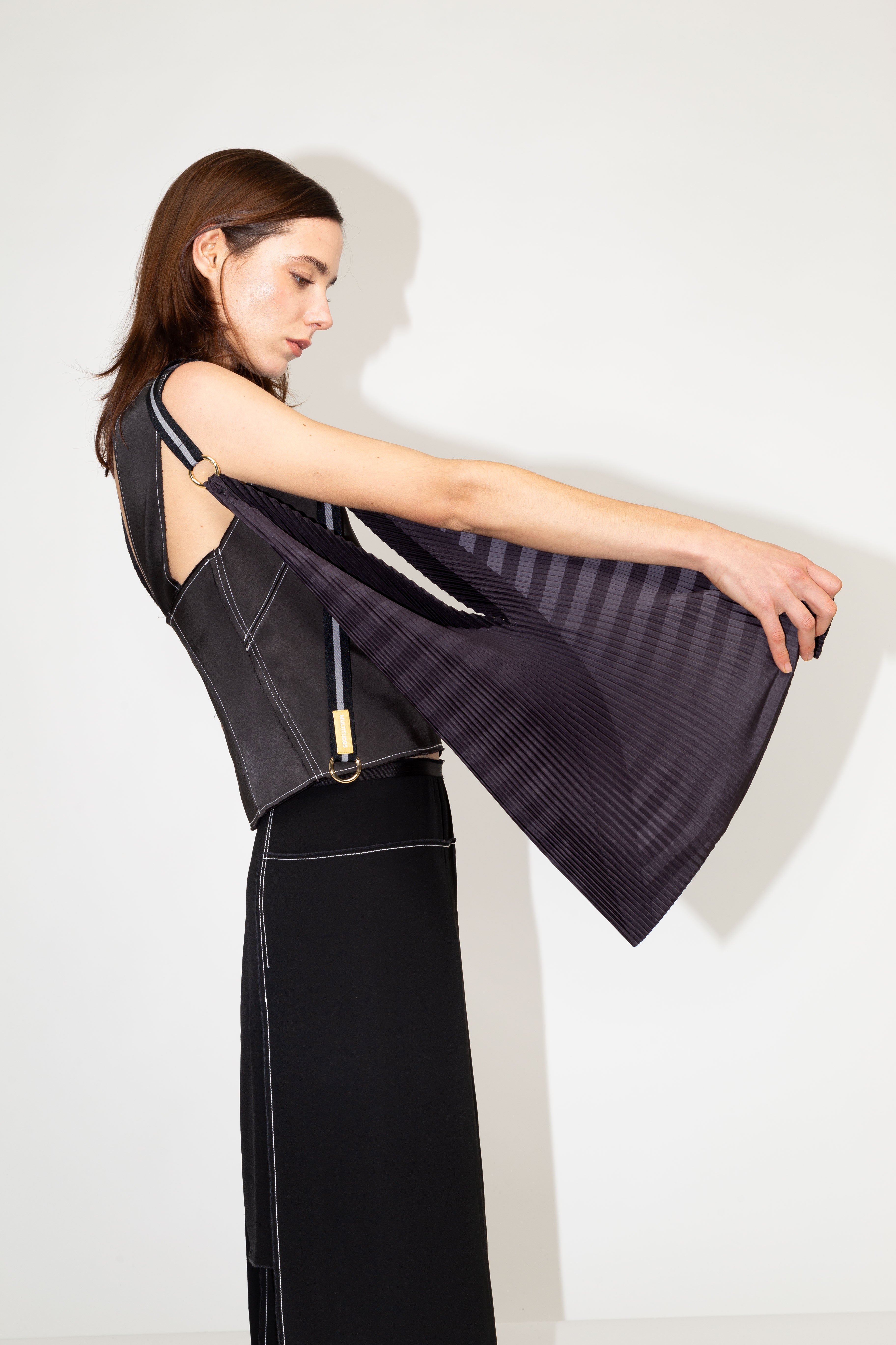 Claudia Black Pleated Y Bag