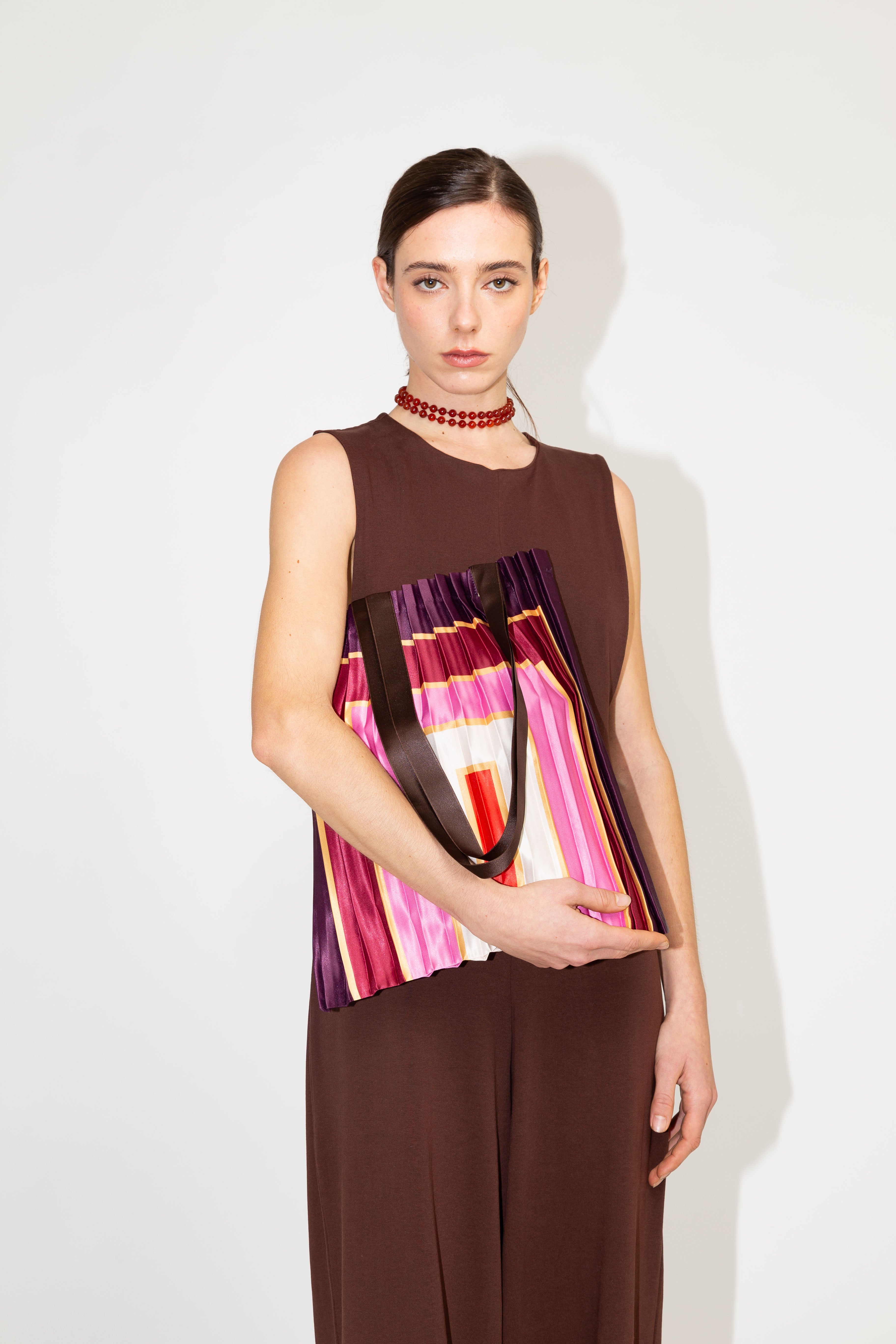 Villasimius Pleated Satin Tote Bag 40 × 48 cm