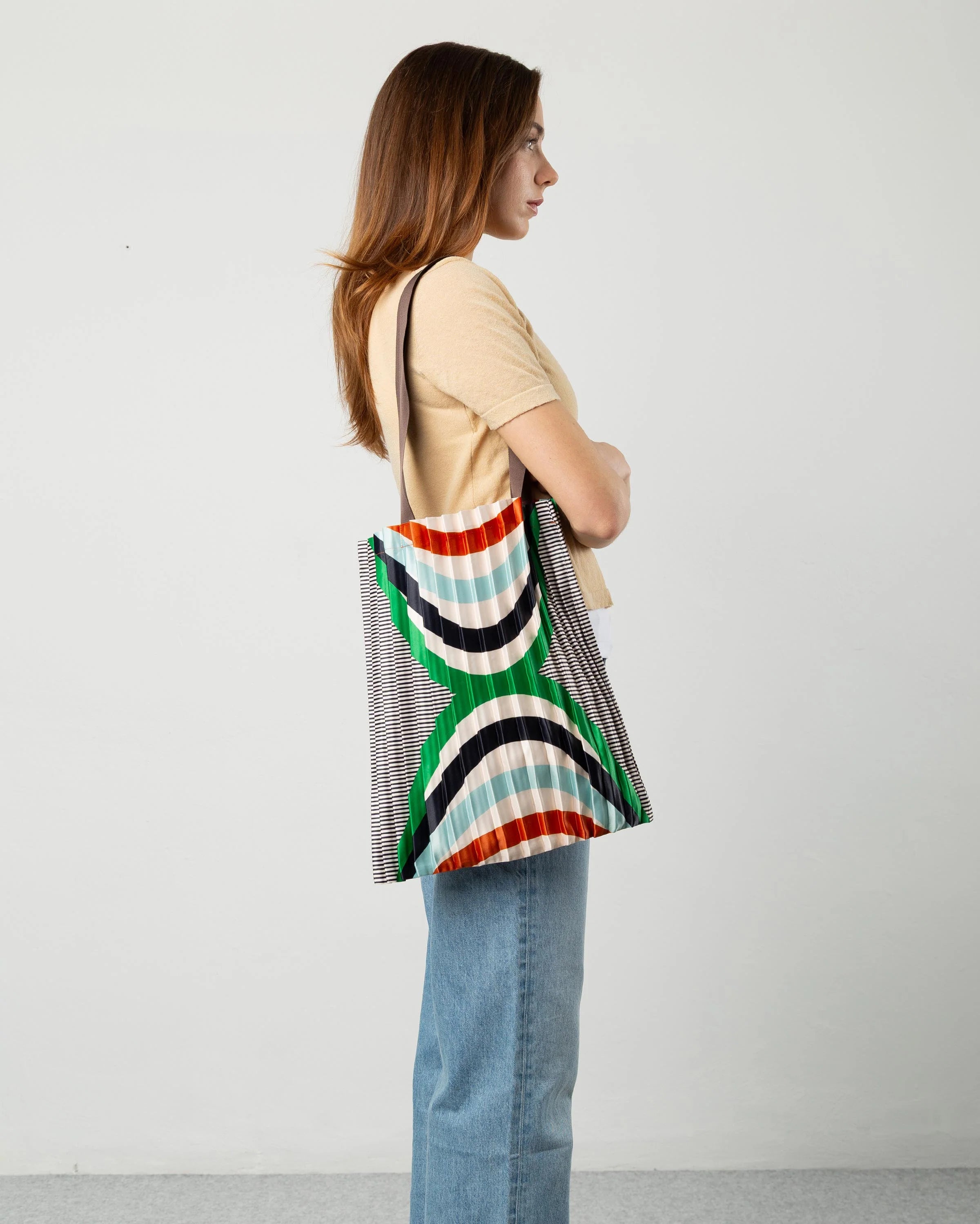 Naxos Pleated Satin Tote Bag 40 × 48 cm