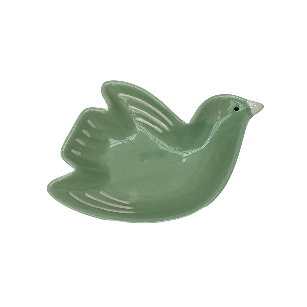 Bird-shaped light green ceramic plate 21.5 cm