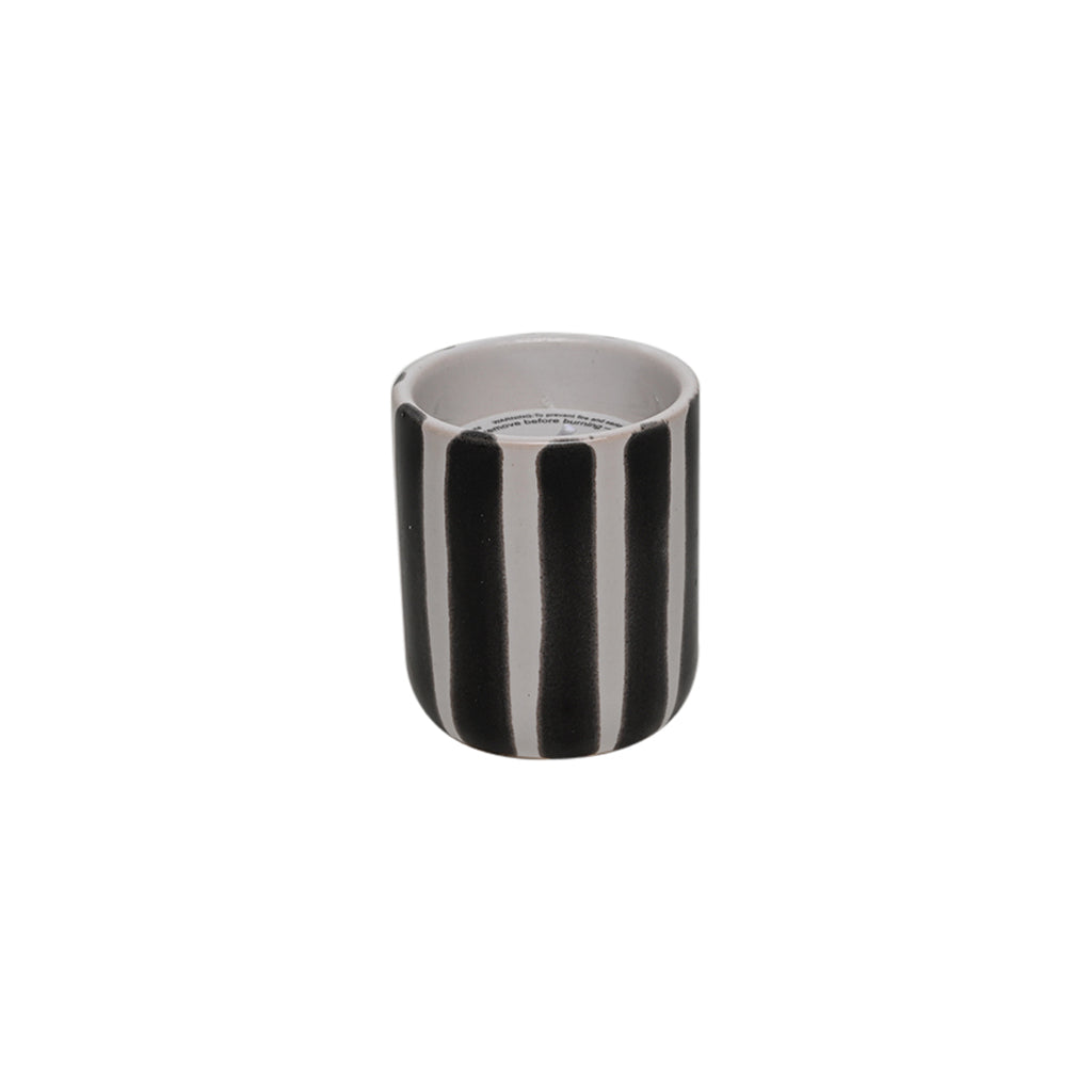 Bougie en pot rayé noir