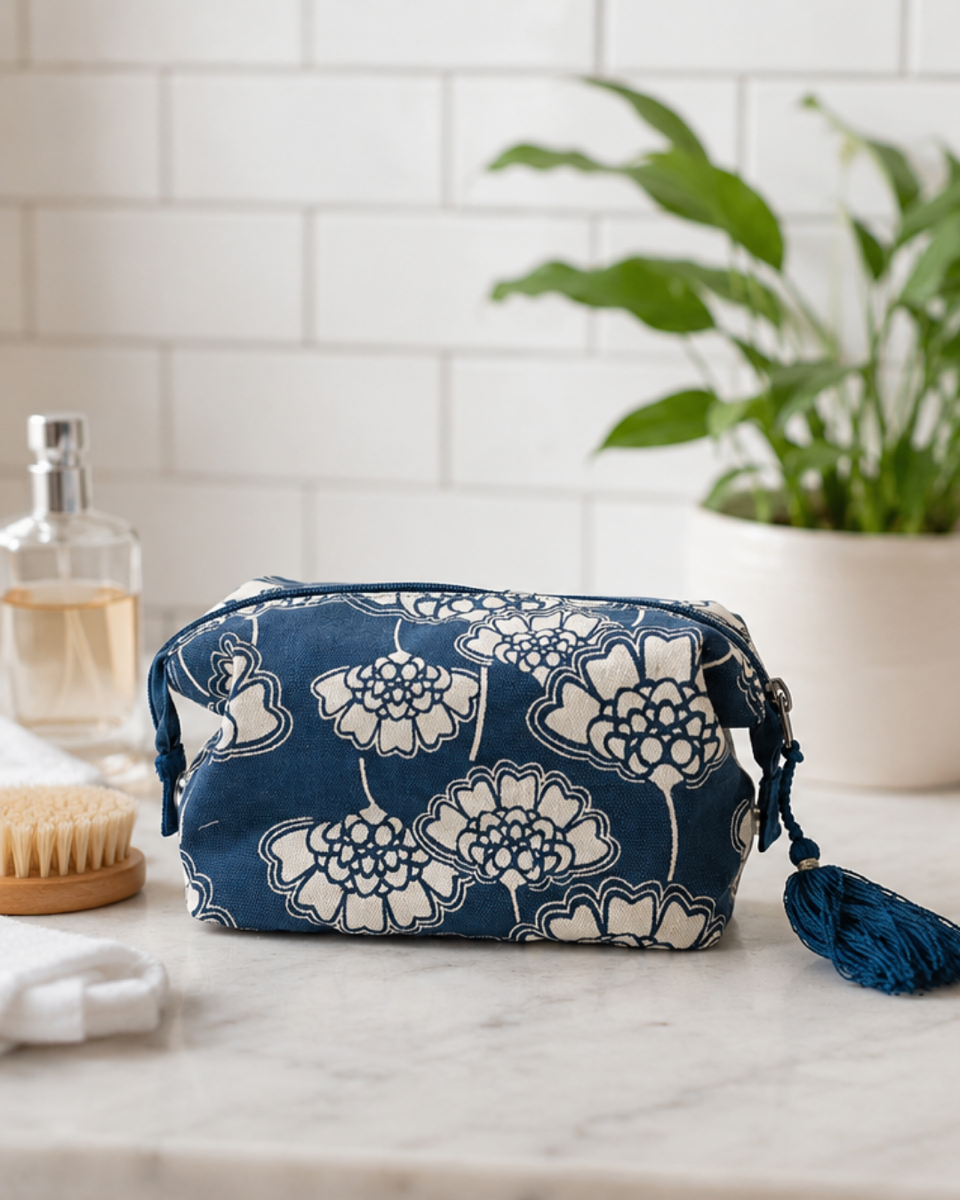 Trousse cosmétique en coton block print