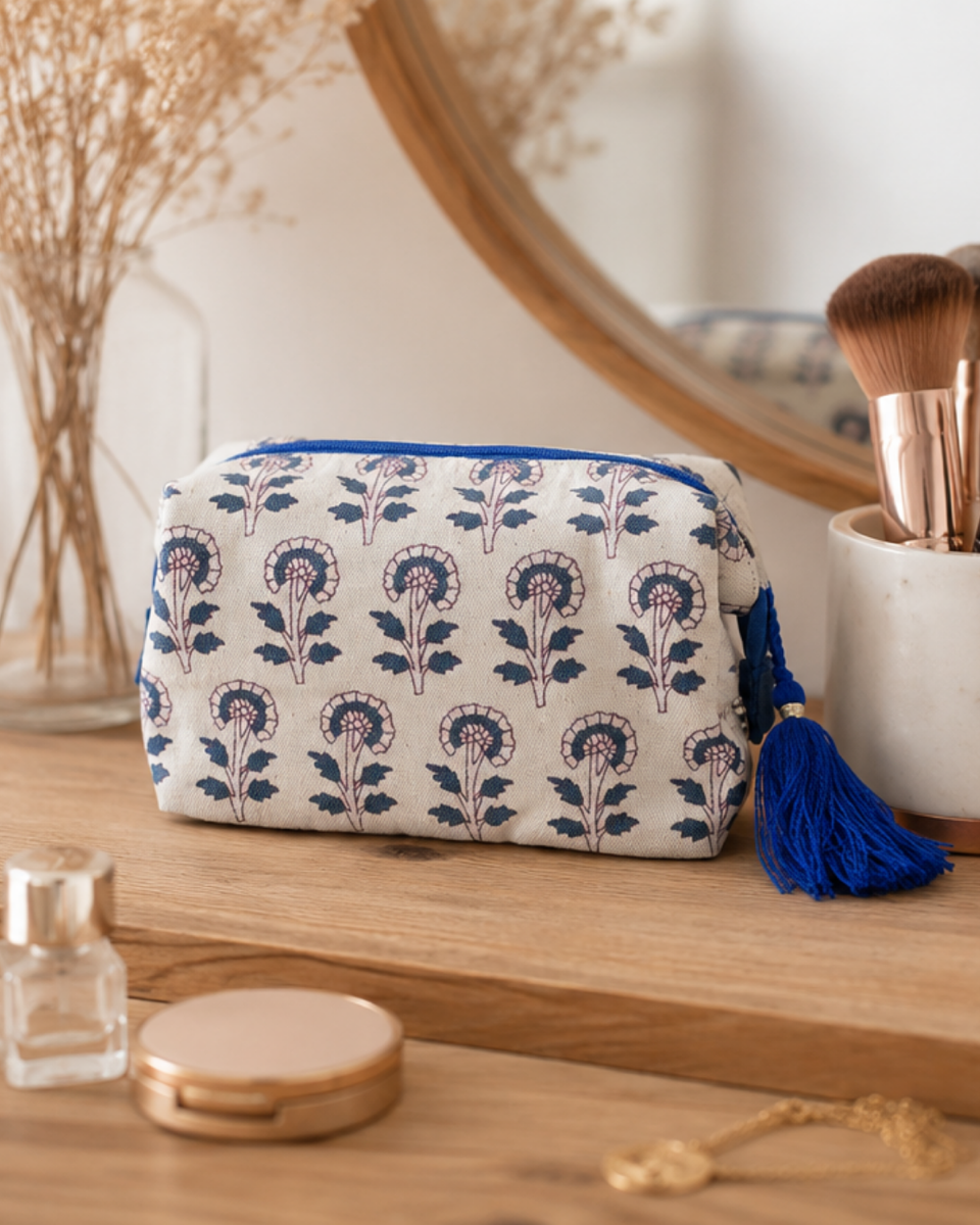 Trousse cosmétique en coton block print