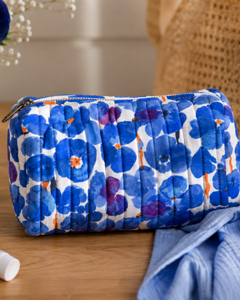 Pochette coton matelassé, bleu foncé