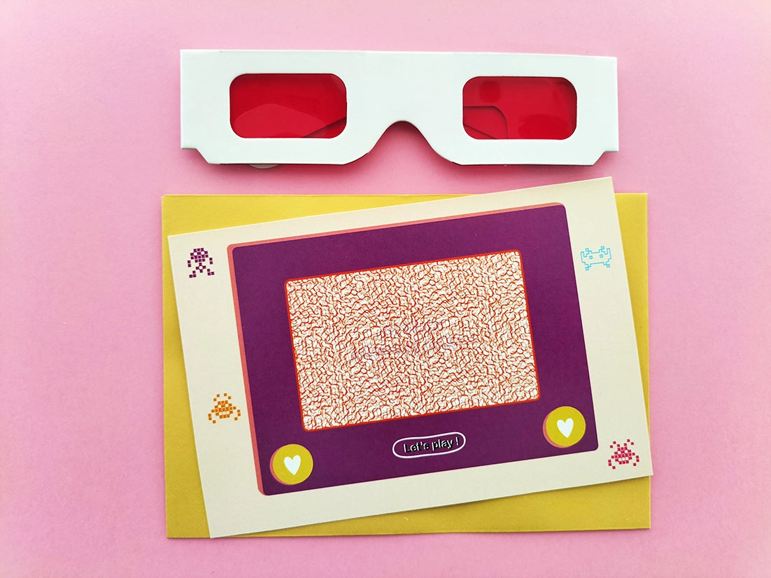 Carte d’anniversaire Ardoise magique message secret et lunettes spéciales