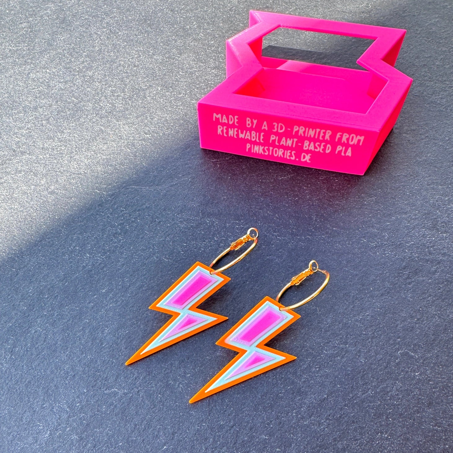 Boucles d'oreilles éclairs rose FLASH ! — vue 7 — Pink Stories