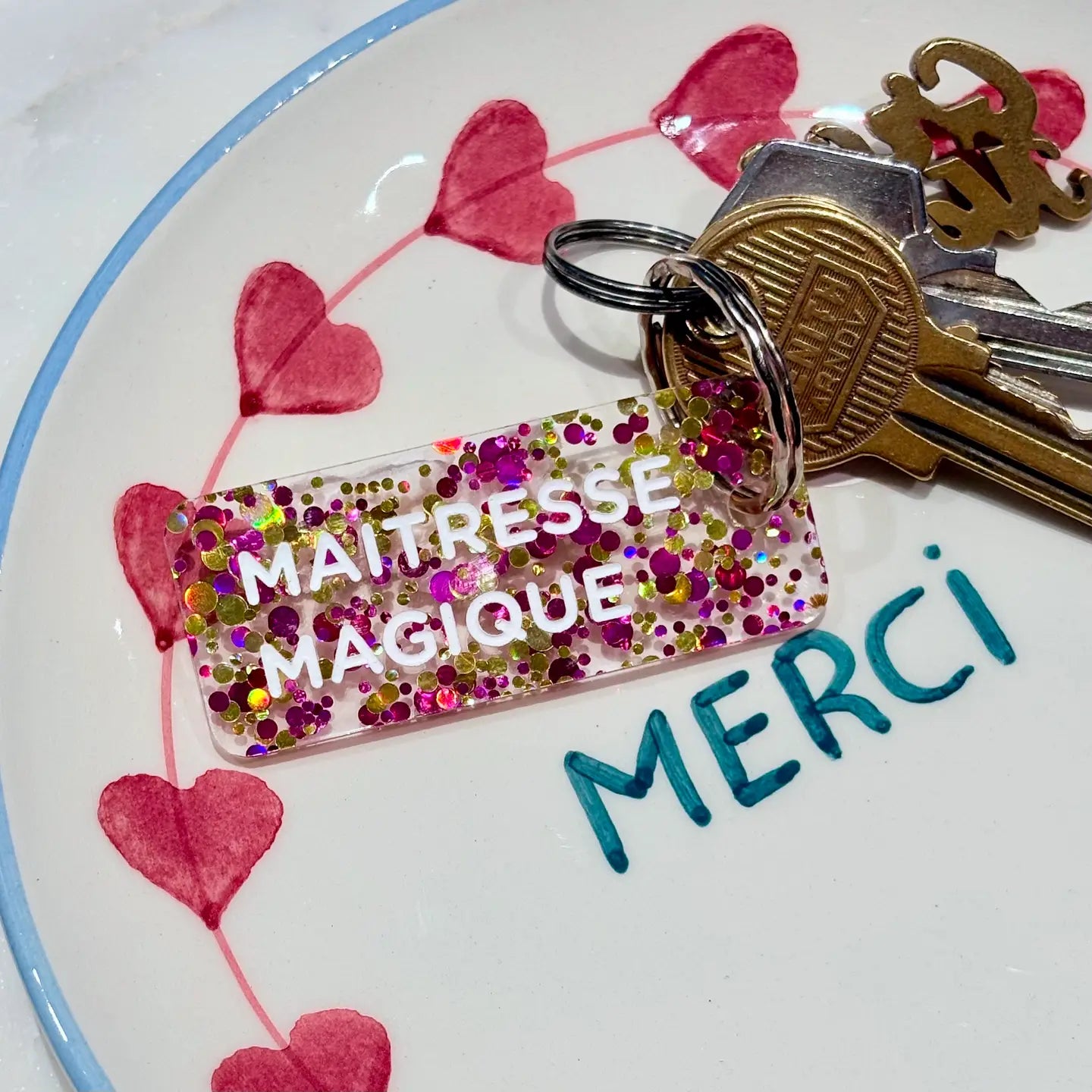 Porte-clés à paillettes