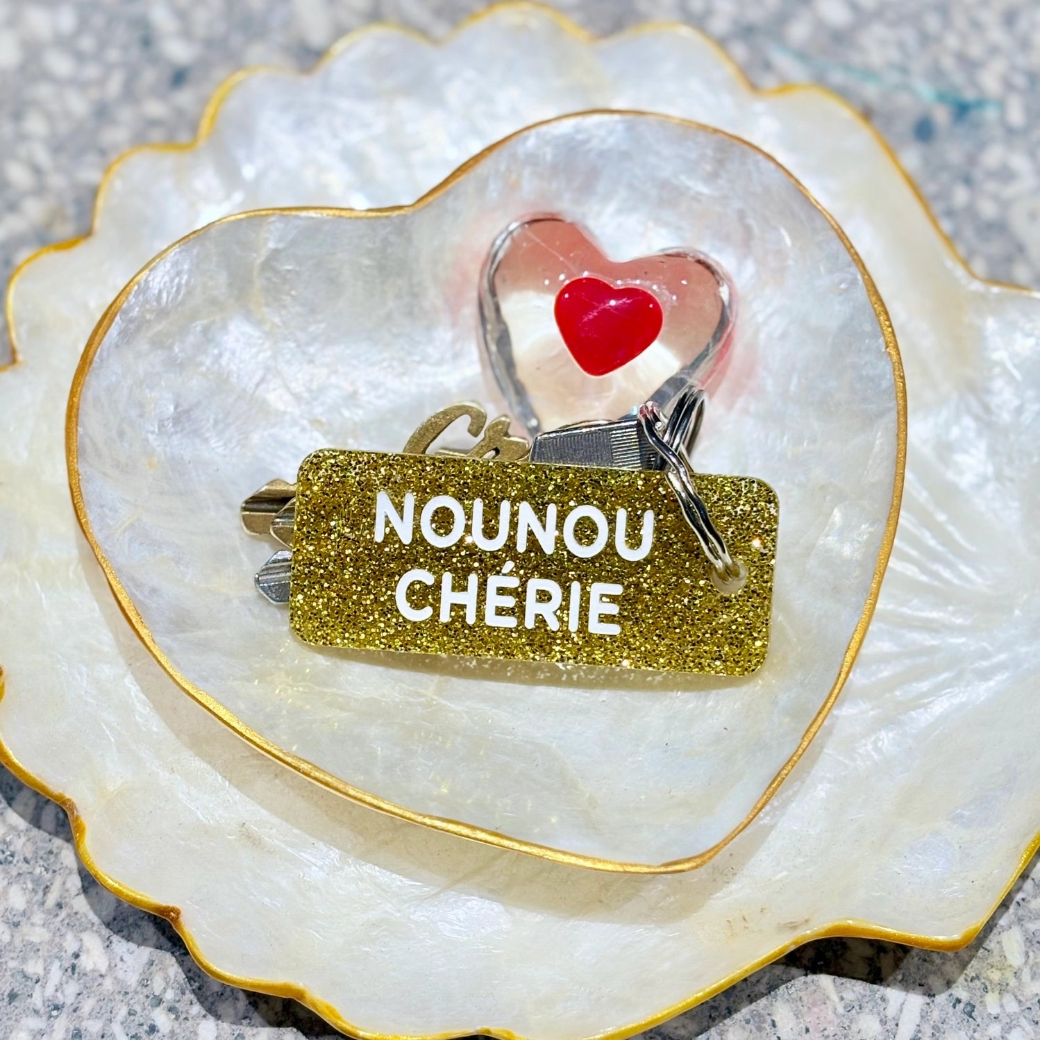 Porte-clés à paillettes