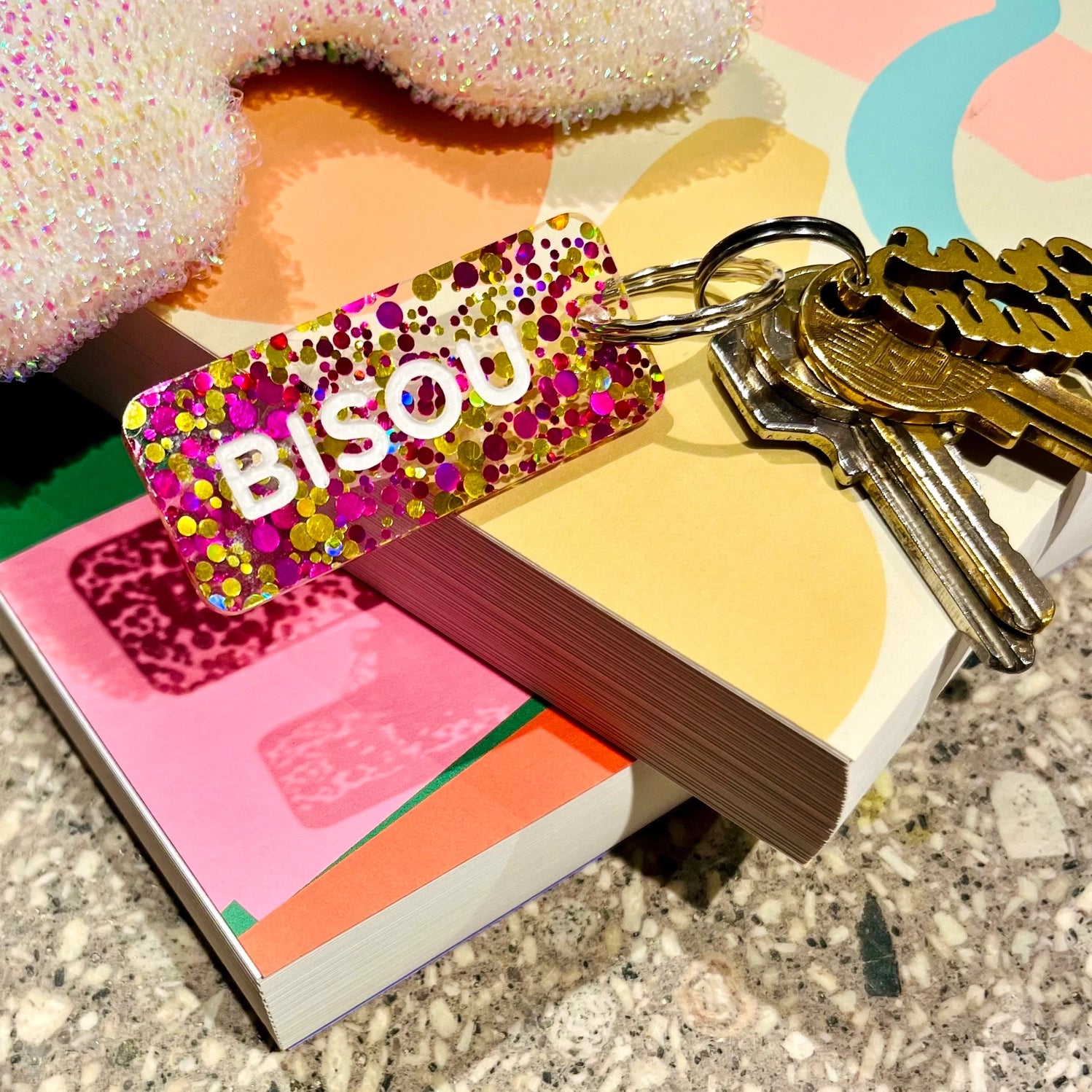 Porte-clés à paillettes