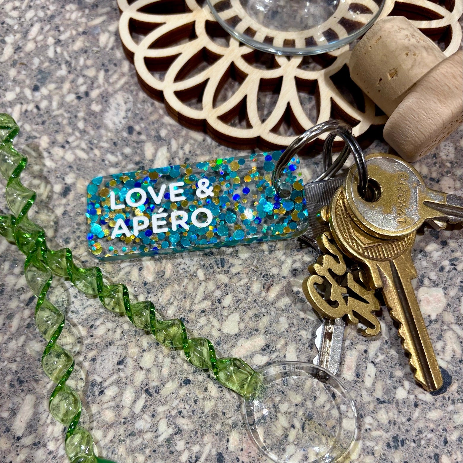 Porte-clés à paillettes