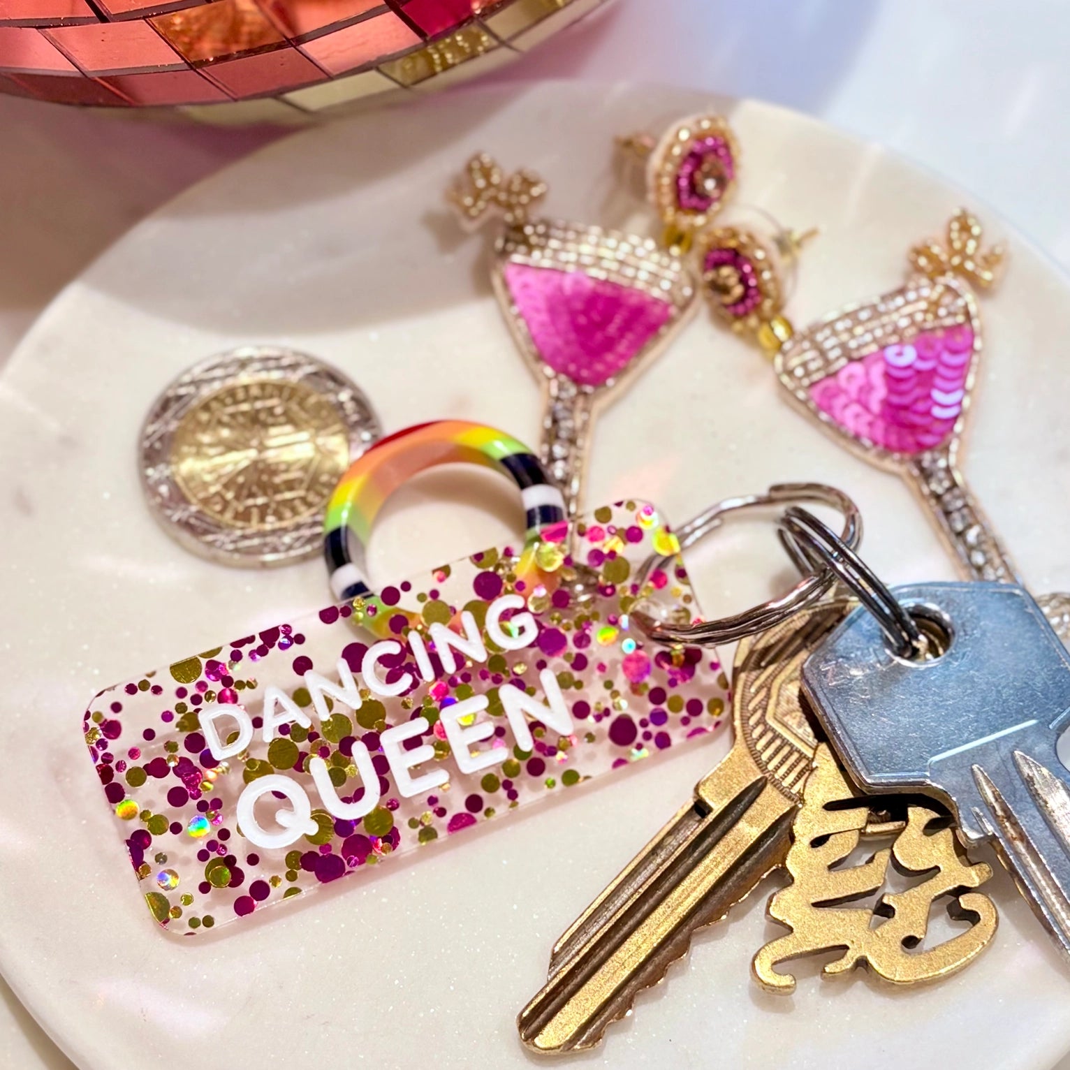 Porte-clés à paillettes