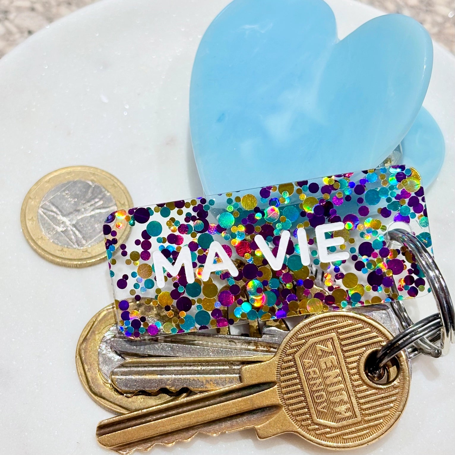 Porte-clés à paillettes