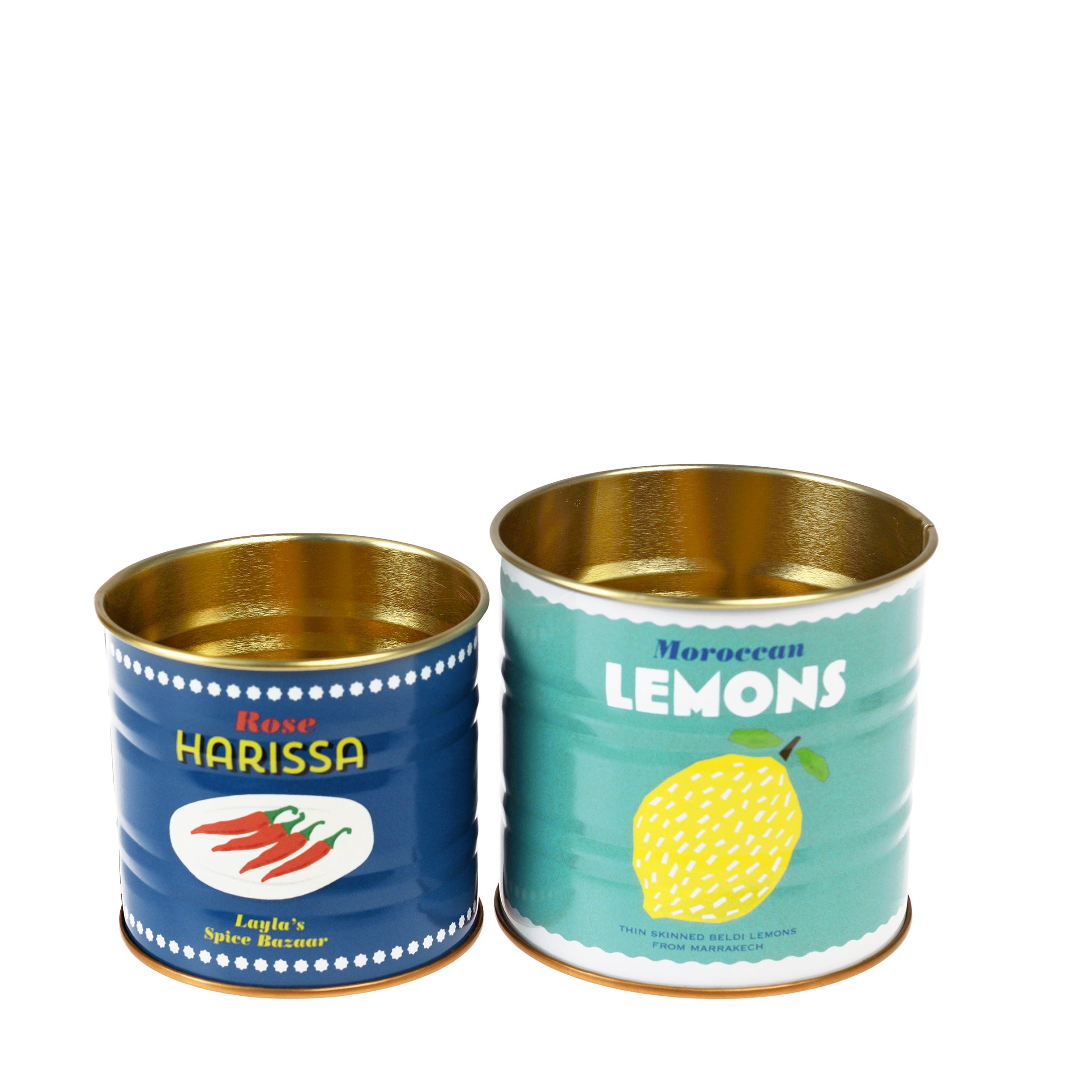 Petits pots de rangement en métal citron et harissa (lot de 2 boîtes)