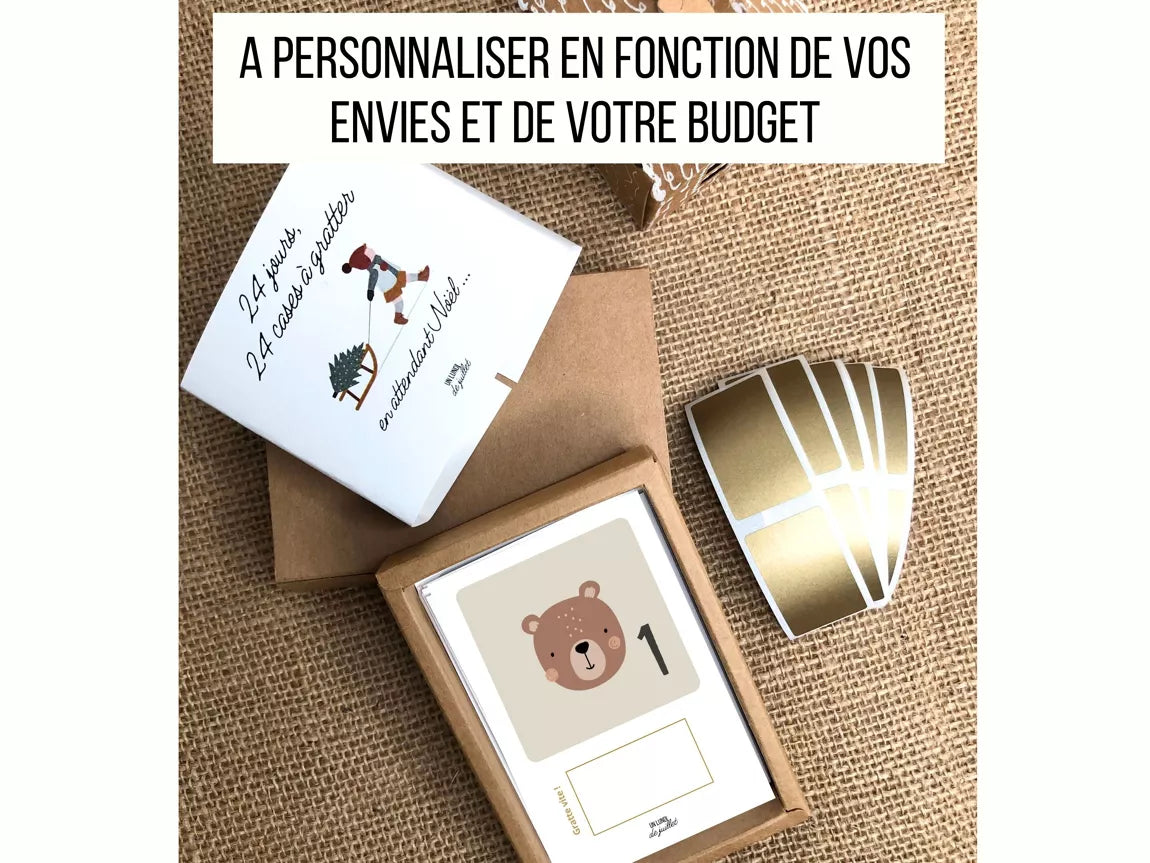 Calendrier d'Avent - 24 cartes à gratter personnalisables