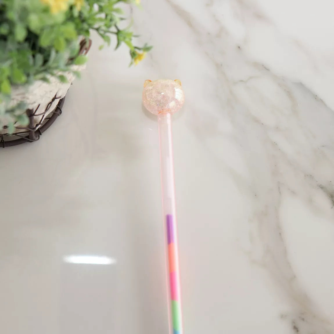 Magic Cat pen, beige and pink