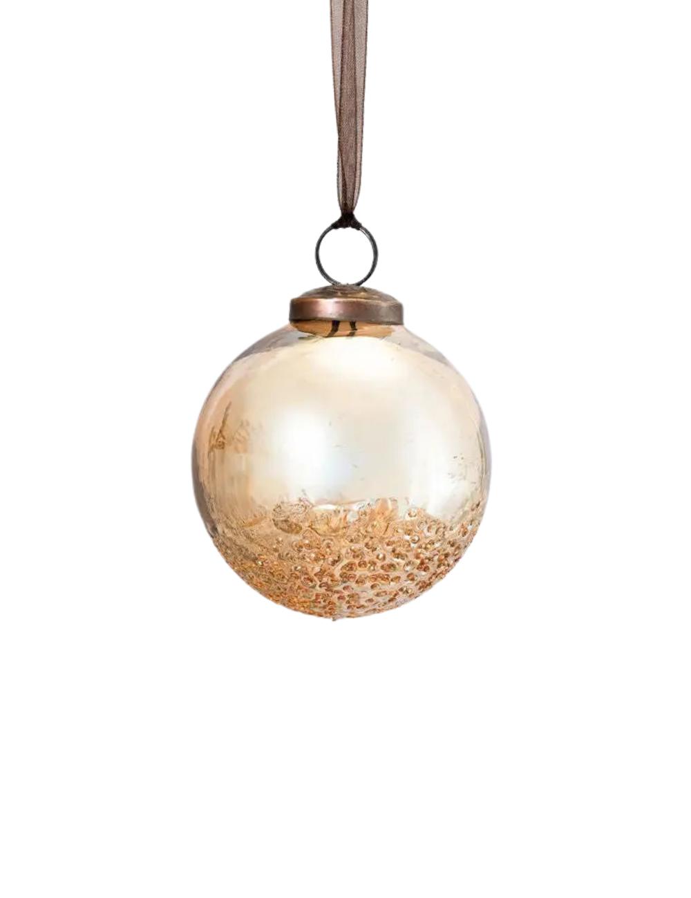 Boule en verre décorative Champagne 7,5cm