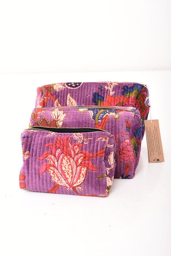 Set de 3 pochettes en velours lilas | La sélection Beluga | Vue principale | Beluga Boutique