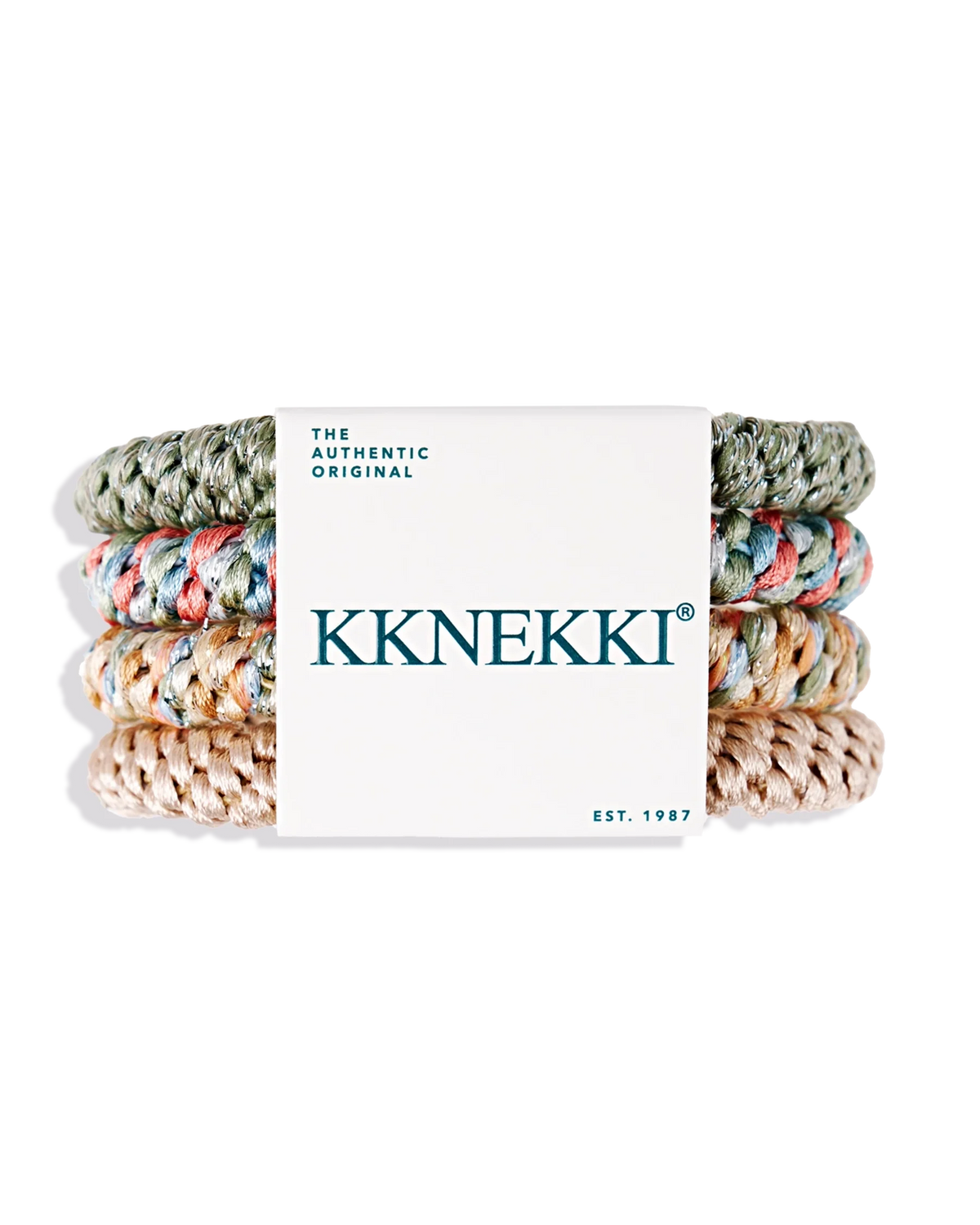 KKNEKKI Bundle 21 Hair Ties, Set of 4 in Sage, Coral and Beige | KKNEKKI | Main view | Beluga Boutique