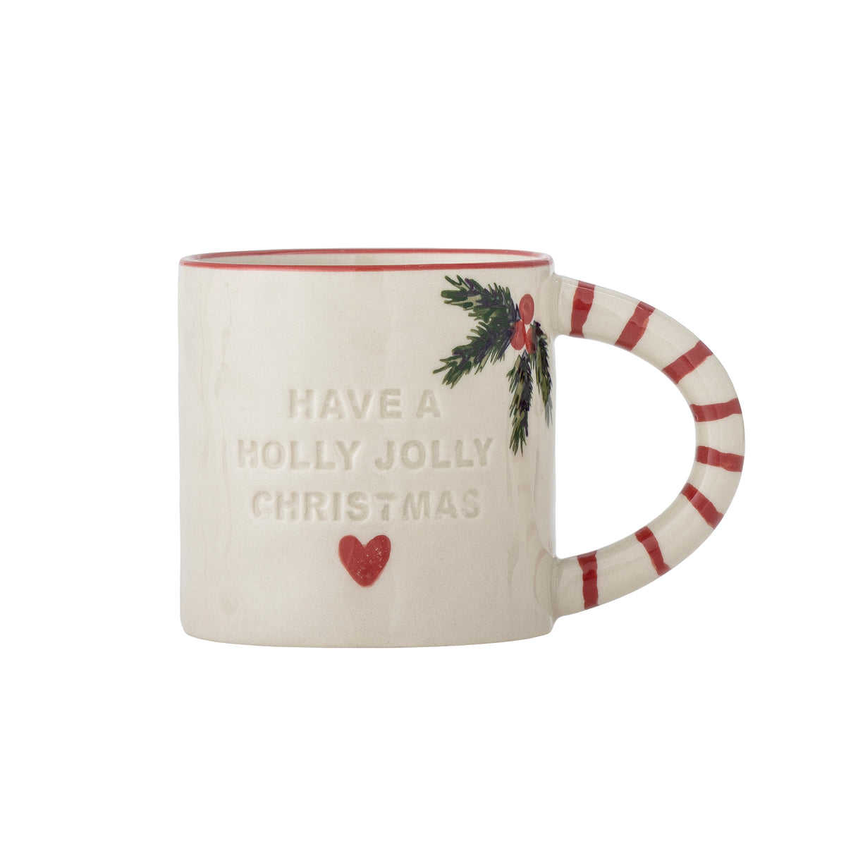 Bloomingville Jovida Holly Jolly Christmas Stoneware Cups, Set of 4 | Bloomingville | Detail | Beluga Boutique