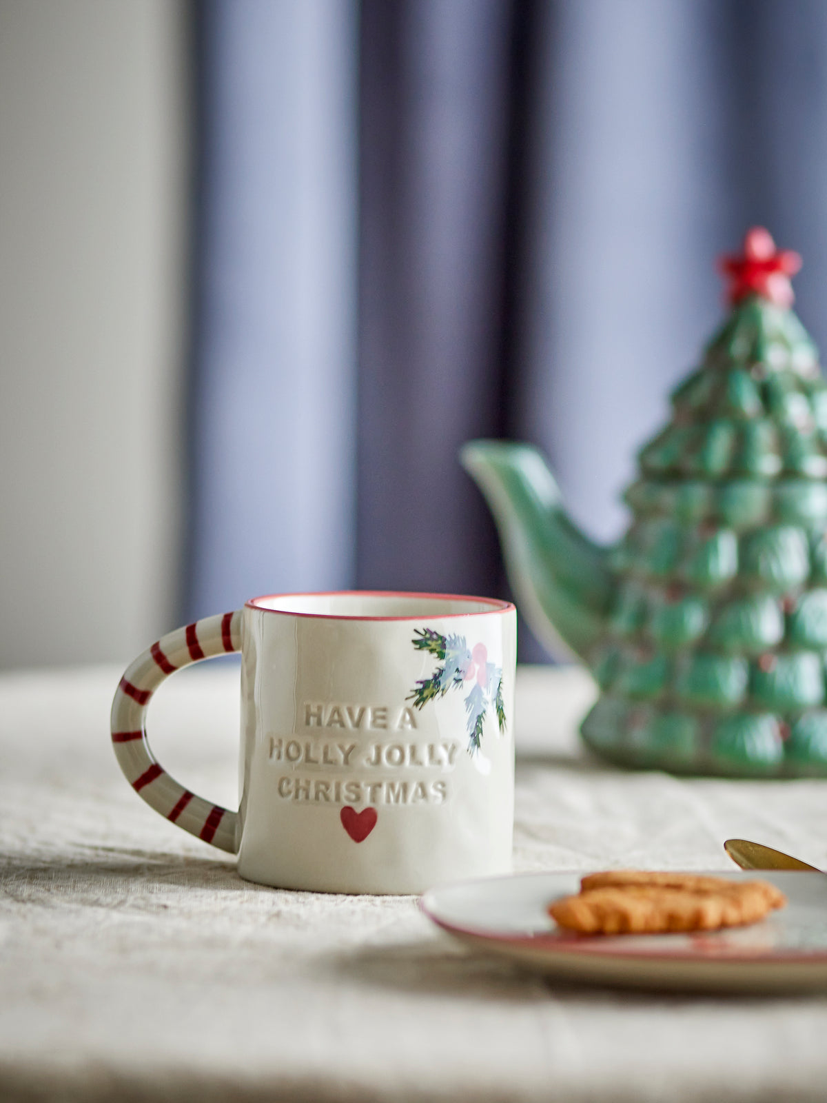 Bloomingville Jovida Holly Jolly Christmas Stoneware Cups, Set of 4 | Bloomingville | Lifestyle | Beluga Boutique