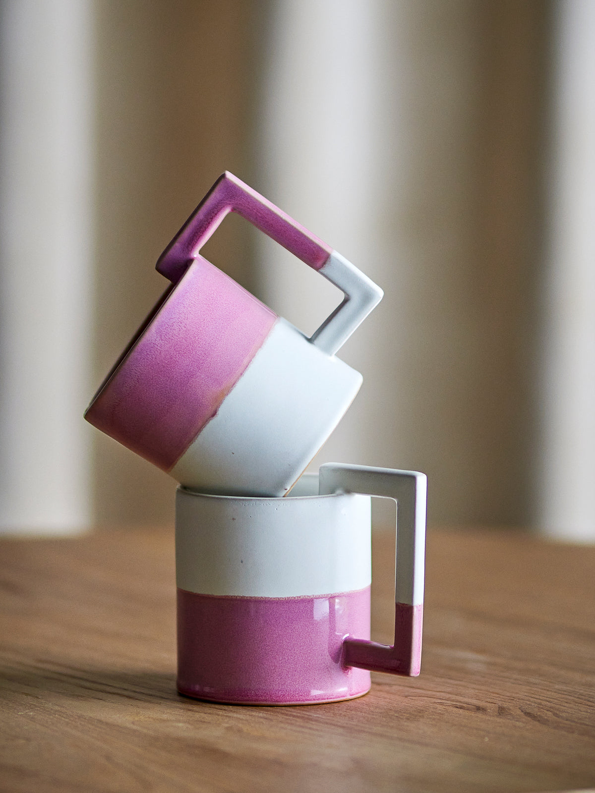 Bloomingville Ranya Beige and Pink Stoneware Mugs, Set of 2 | Bloomingville | View 3 | Beluga Boutique